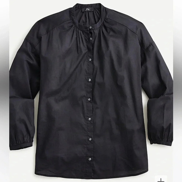 J Crew Cotton-voile button-front top Size XSmall Classic Black minimalist AY682 - Picture 1 of 8